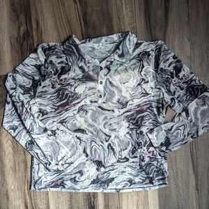 Sheer Collared Long-Sleeved Shirt, love, Fire